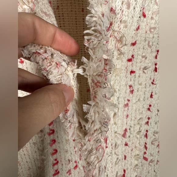 Nic + Zoe Woven Short Blazer Cream and Pink Textured Womens Size Petite Medium - Picture 4 of 9